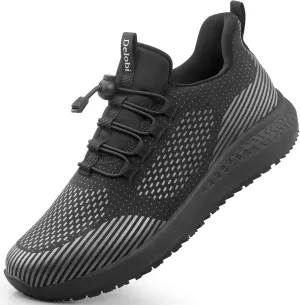 Non Slip Shoes for Men Food Service, Waterproof Work Shoes Restaurant,Slip On Resistant Sneakers, Breathable, Lightweight Walking Shoes for Kitchen and Restaurant Work Black