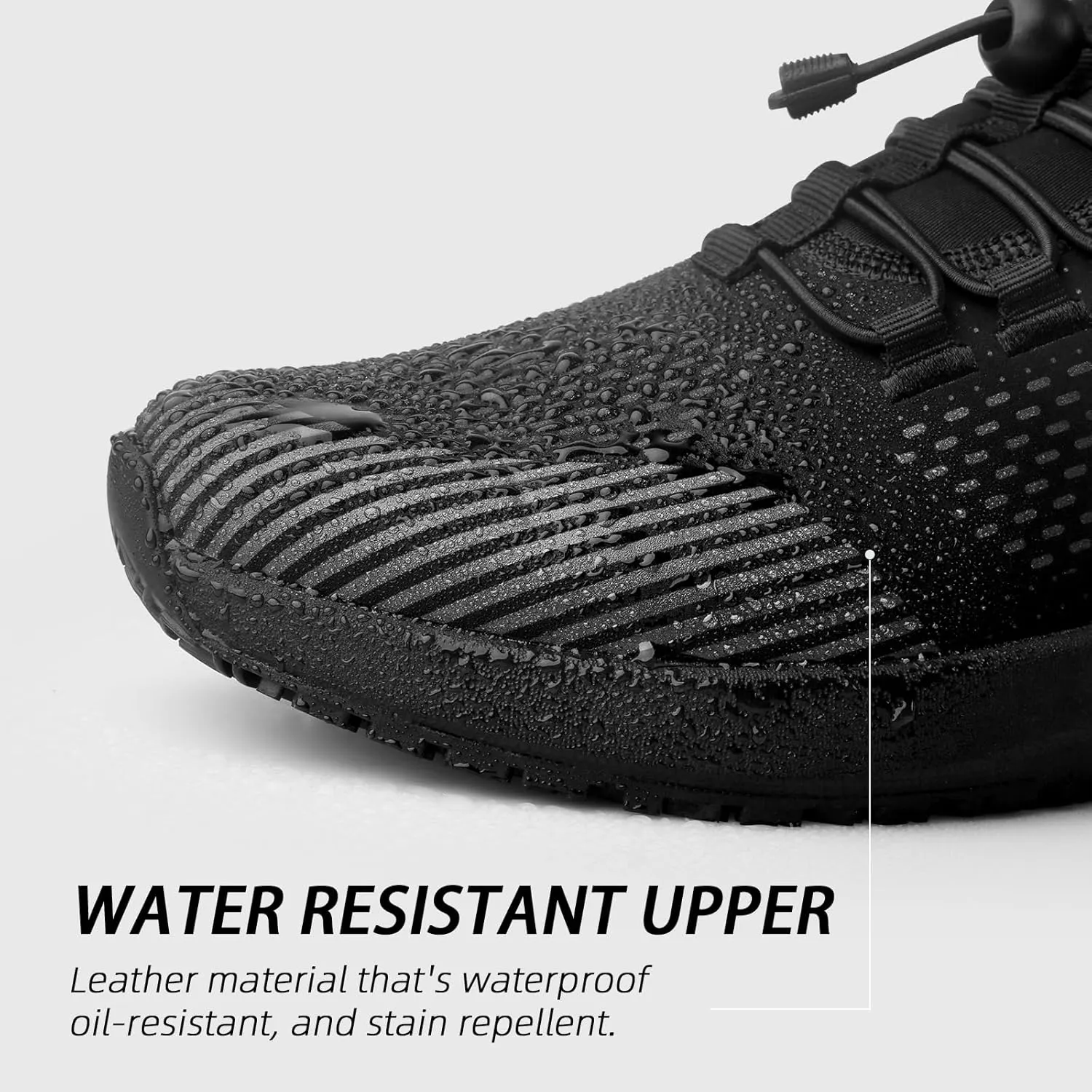 Non Slip Shoes for Men Food Service, Waterproof Work Shoes Restaurant,Slip On Resistant Sneakers, Breathable, Lightweight Walking Shoes for Kitchen and Restaurant Work Black