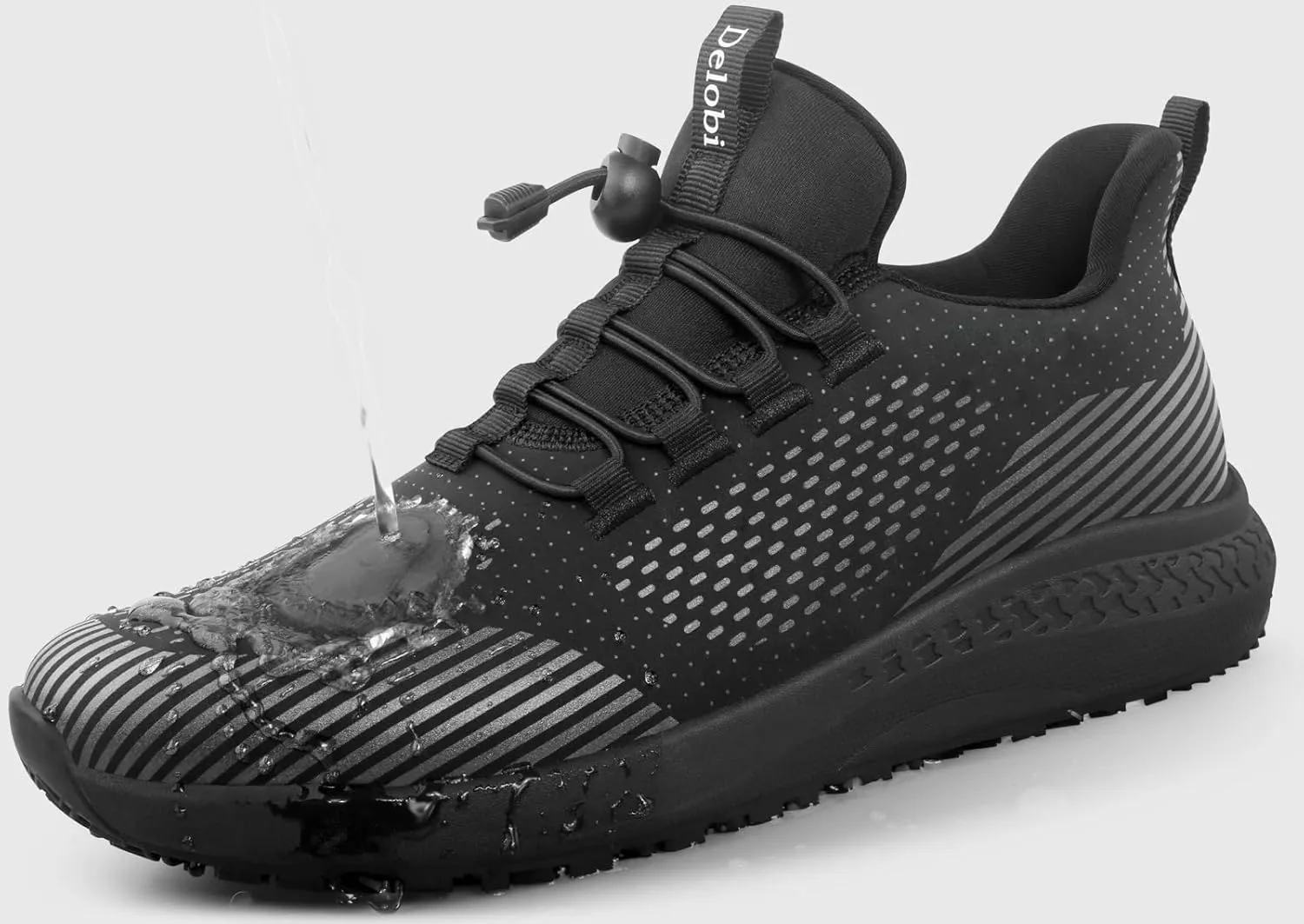 Non Slip Shoes for Men Food Service, Waterproof Work Shoes Restaurant,Slip On Resistant Sneakers, Breathable, Lightweight Walking Shoes for Kitchen and Restaurant Work Black