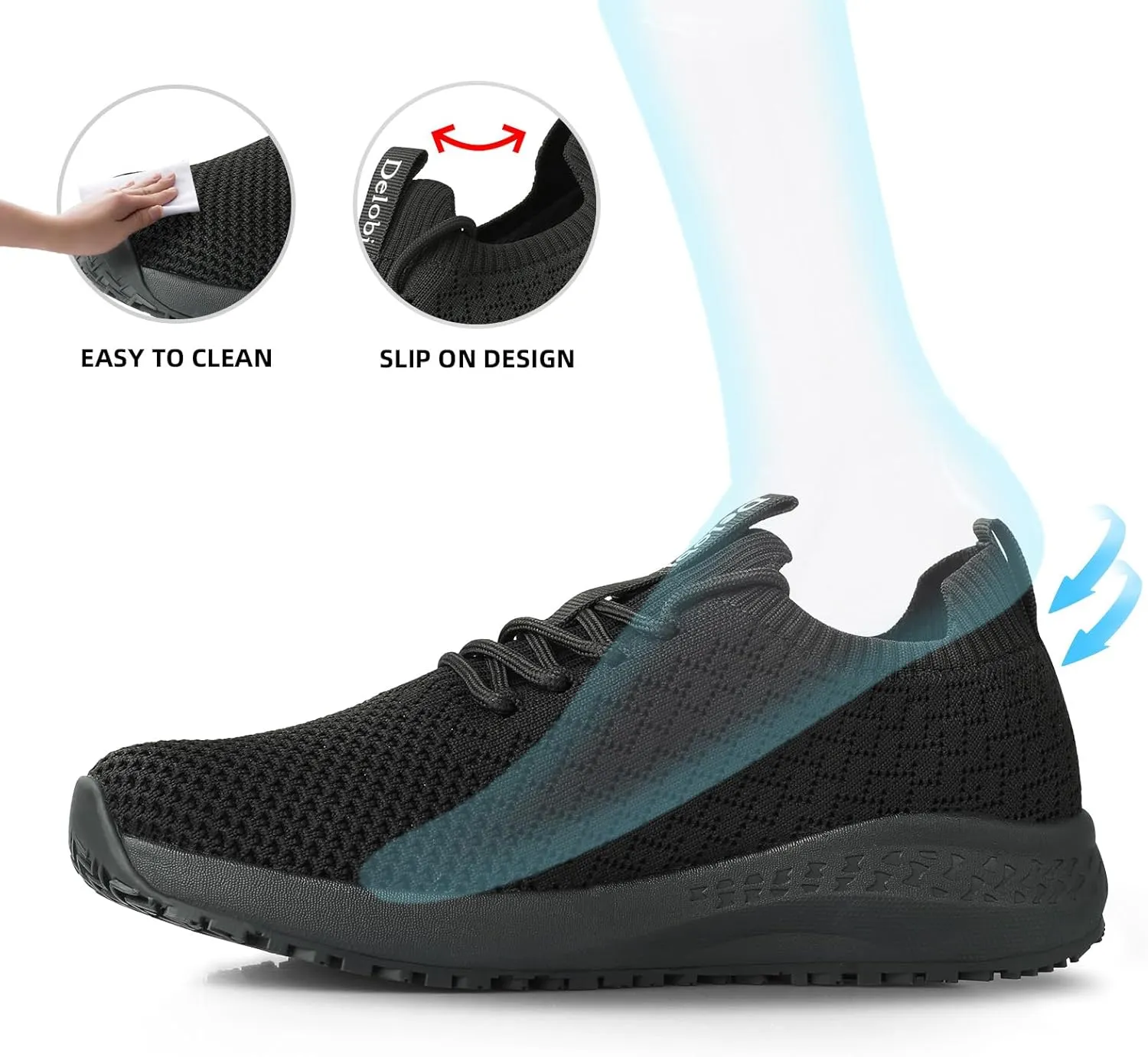 Non Slip Shoes for Women Food Service Slip Resistant Work Shoe Restaurant Chef Kitchen Hospital Staff Walking Sneakers Breathable Lightweight with Lace Up Design