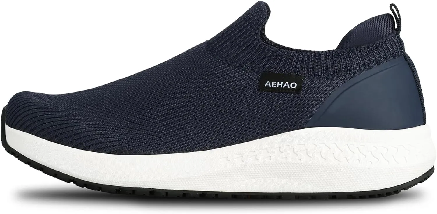 Non Slip Work Shoes for Men Food Service Slip On Chef Kitchen Shoes Waterproof Work Shoes Restaurant Slip Resistant Hospital Walking Sneakers Air Cushion Breathable Lightweight
