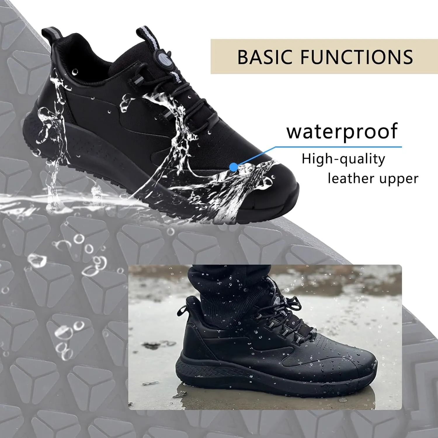 Non Slip Work Shoes for Men Slip on Waterproof Kitchen Chef Restaurant Walking Sneakers Comfortable Food Service Working Footwear Leather Nursing Shoe
