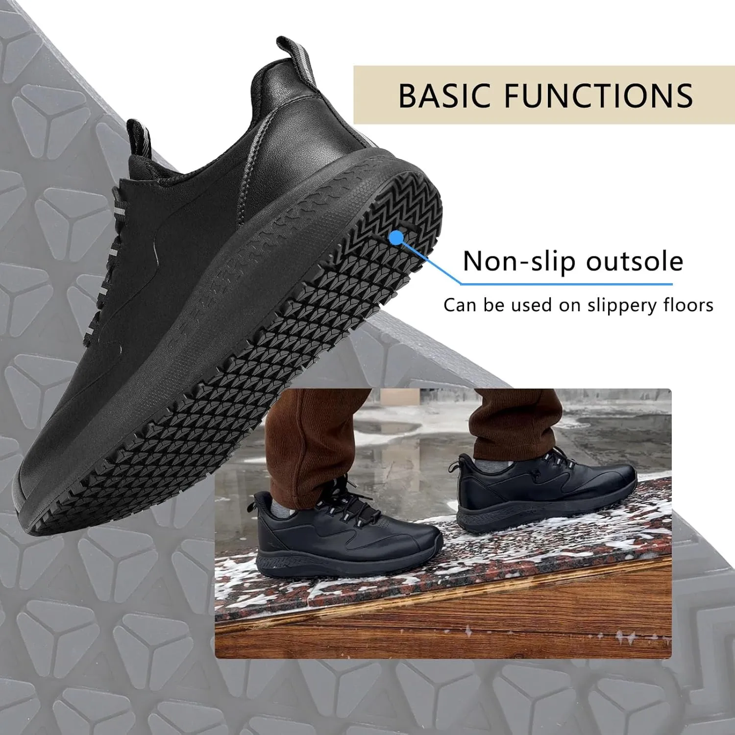 Non Slip Work Shoes for Men Slip on Waterproof Kitchen Chef Restaurant Walking Sneakers Comfortable Food Service Working Footwear Leather Nursing Shoe
