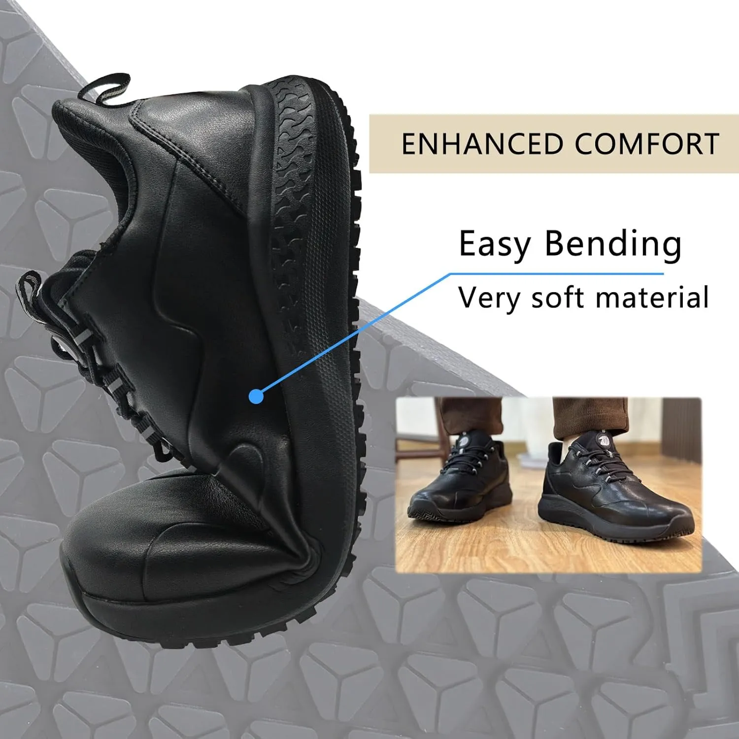 Non Slip Work Shoes for Men Slip on Waterproof Kitchen Chef Restaurant Walking Sneakers Comfortable Food Service Working Footwear Leather Nursing Shoe