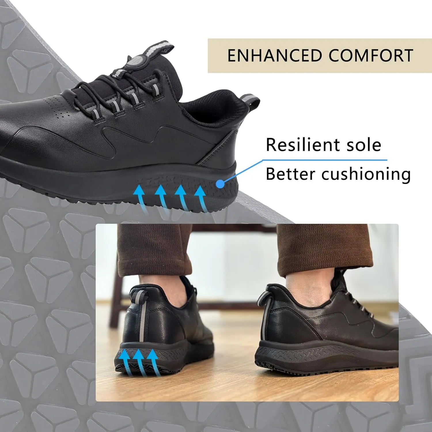 Non Slip Work Shoes for Men Slip on Waterproof Kitchen Chef Restaurant Walking Sneakers Comfortable Food Service Working Footwear Leather Nursing Shoe