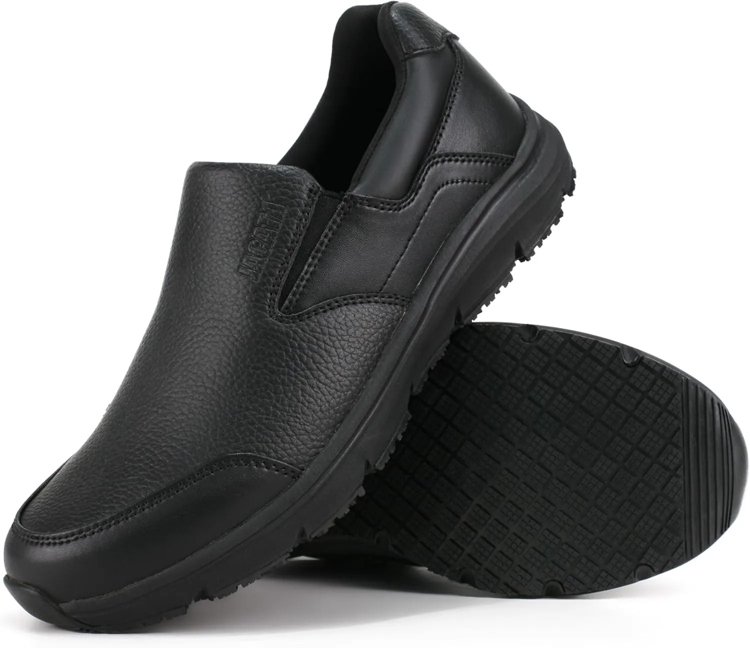 Non Slip Work Shoes for Men, Water Resistant Leather Mens Food Service Chef Shoes, Slip on Restaurant Kitchen Sneakers