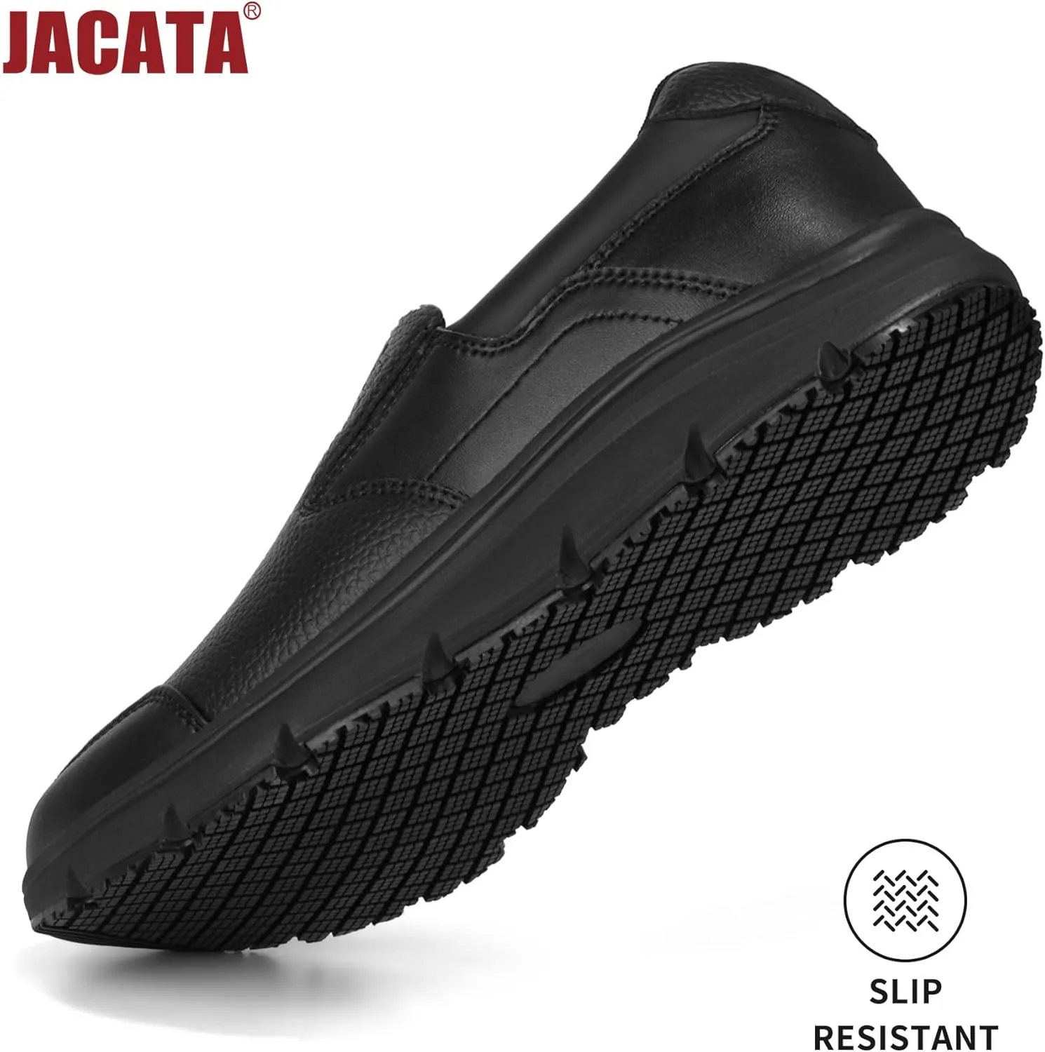 Non Slip Work Shoes for Men, Water Resistant Leather Mens Food Service Chef Shoes, Slip on Restaurant Kitchen Sneakers