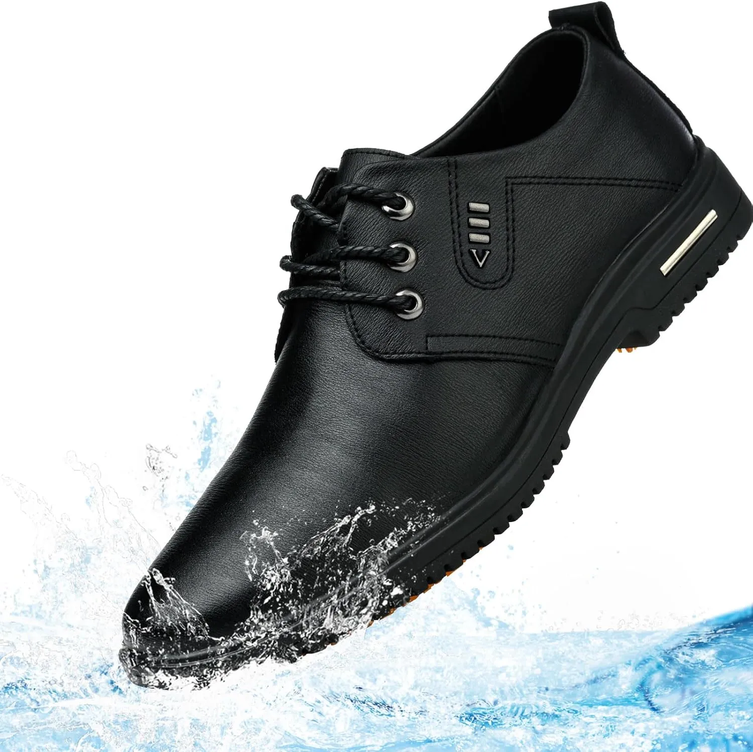 Non Slip Work Shoes for Men Waterproof Mens Slip Resistant Shoes，Comfortable Food Service Kitchen Restaurant Chef Work Shoes Black