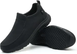 Non Slip Work Shoes for Men Women Waterproof Slip Resistant Chef Kitchen Restaurant Food Service Nursing Slip on Leather Loafers Lightweight Walking Sneakers