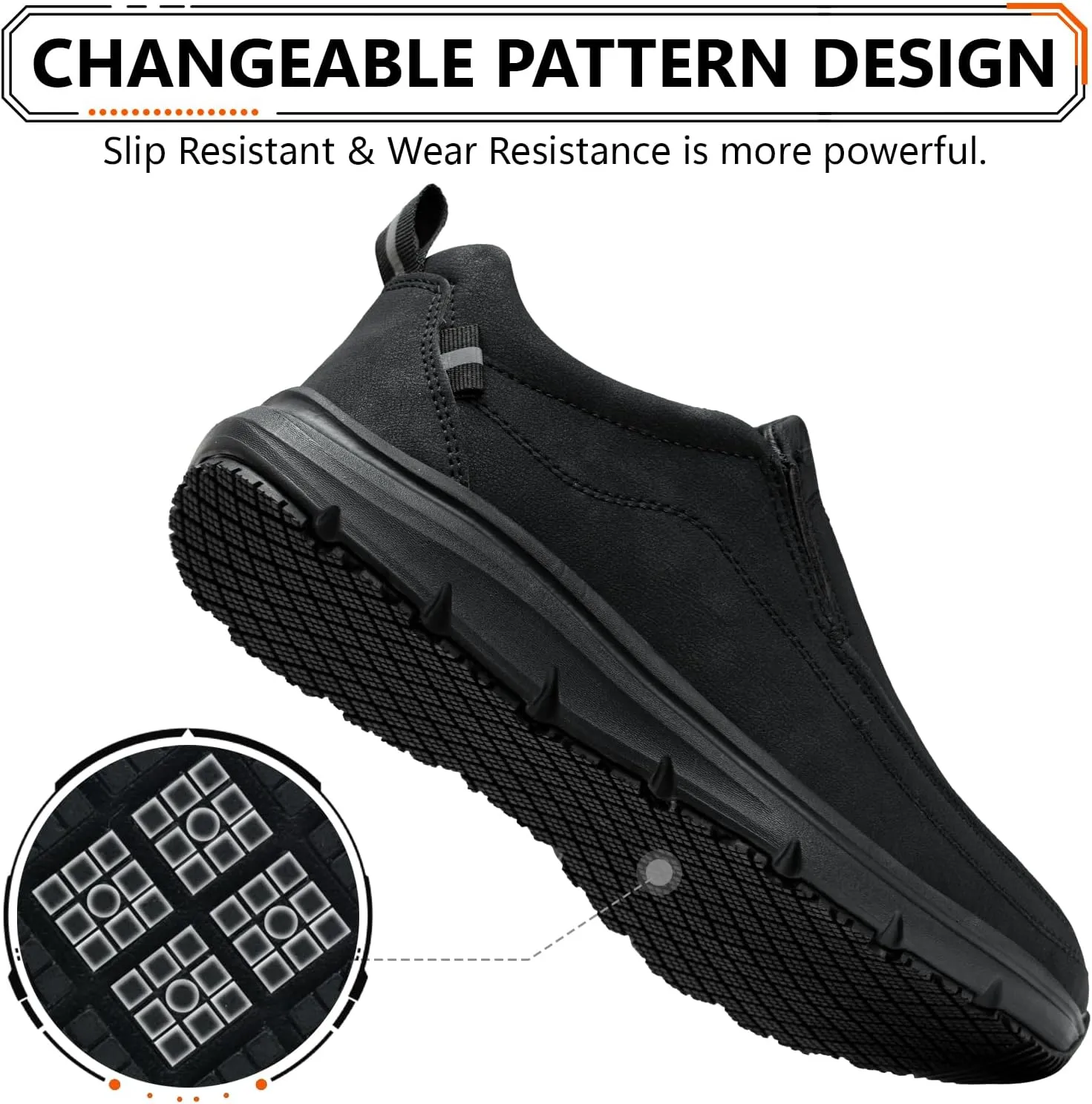 Non Slip Work Shoes for Men Women Waterproof Slip Resistant Chef Kitchen Restaurant Food Service Nursing Slip on Leather Loafers Lightweight Walking Sneakers