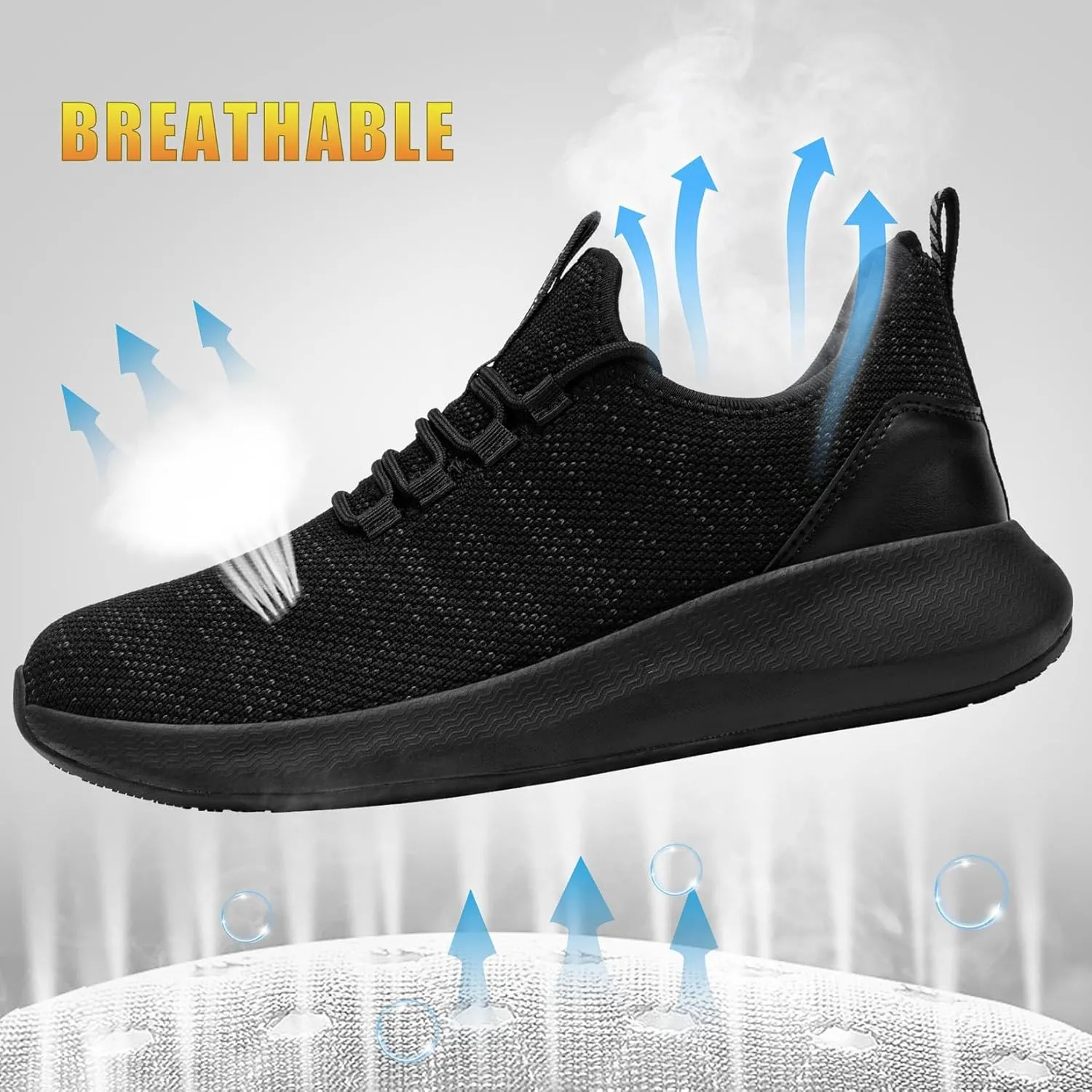 Non Slip Work Shoes for Women Slip Resistant Slip On Sneakers Food Service Lightweight Walking Shoes Kitchen Restaurant Black