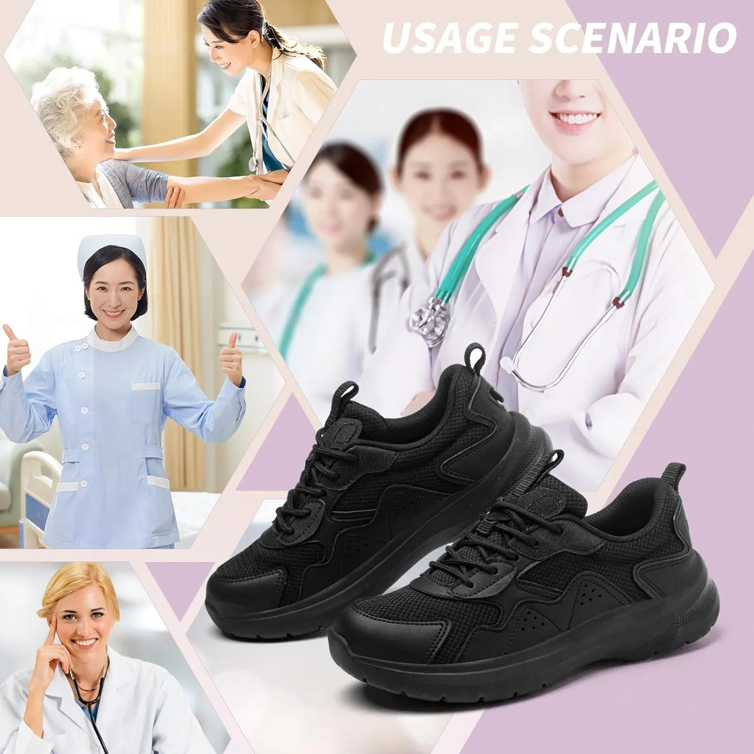 Non Slip Work Shoes Women Food Service-Lightweight and Comfortable Suitable for Restaurants and Crew Work