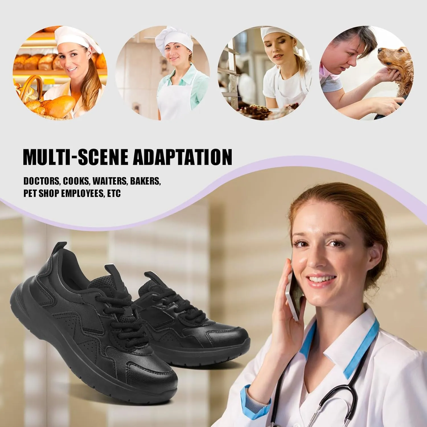 Non Slip Work Shoes Women Food Service-Lightweight and Comfortable Suitable for Restaurants and Crew Work