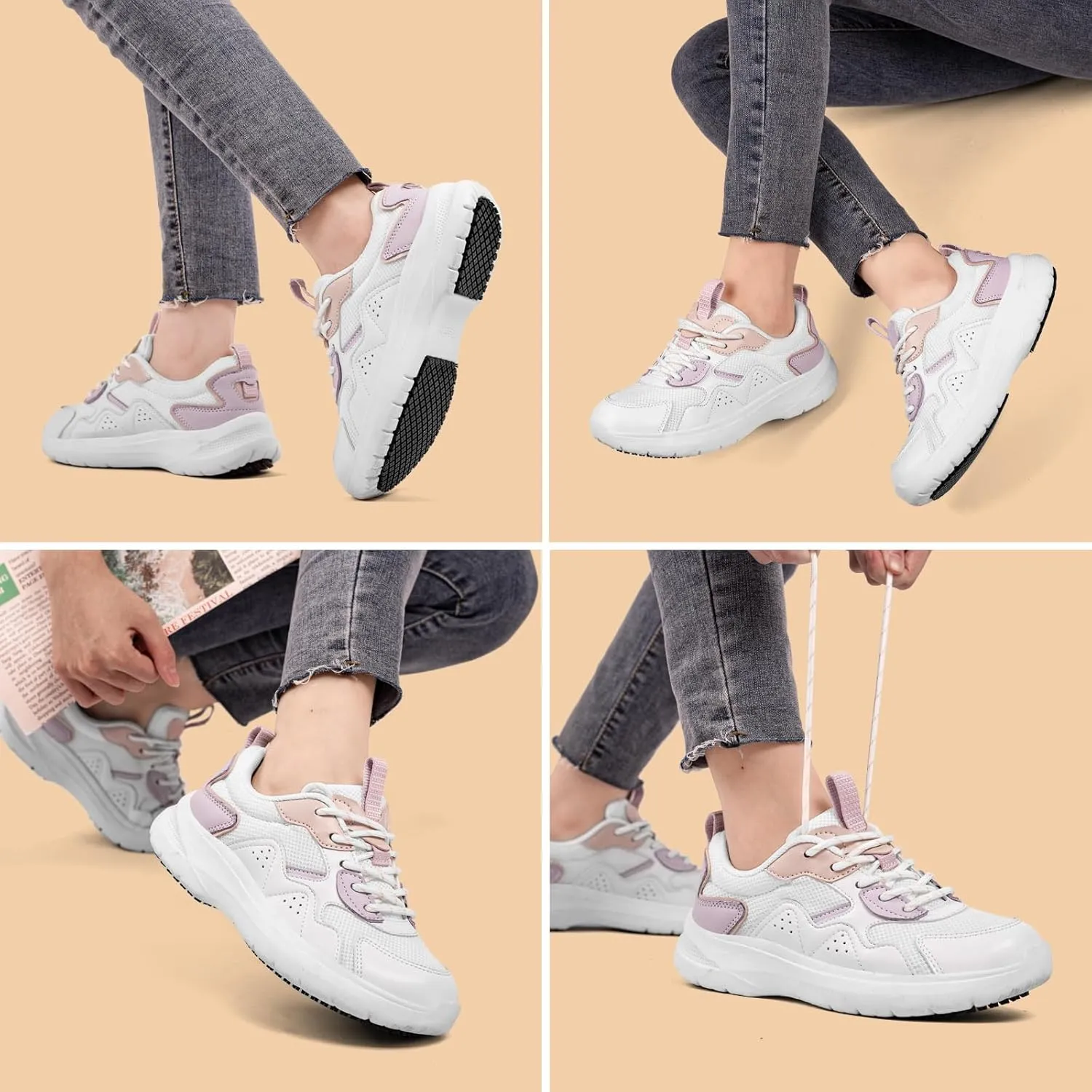Non Slip Work Shoes Women Food Service Slip Resistant Restaurant Shoes Nursing Womens
