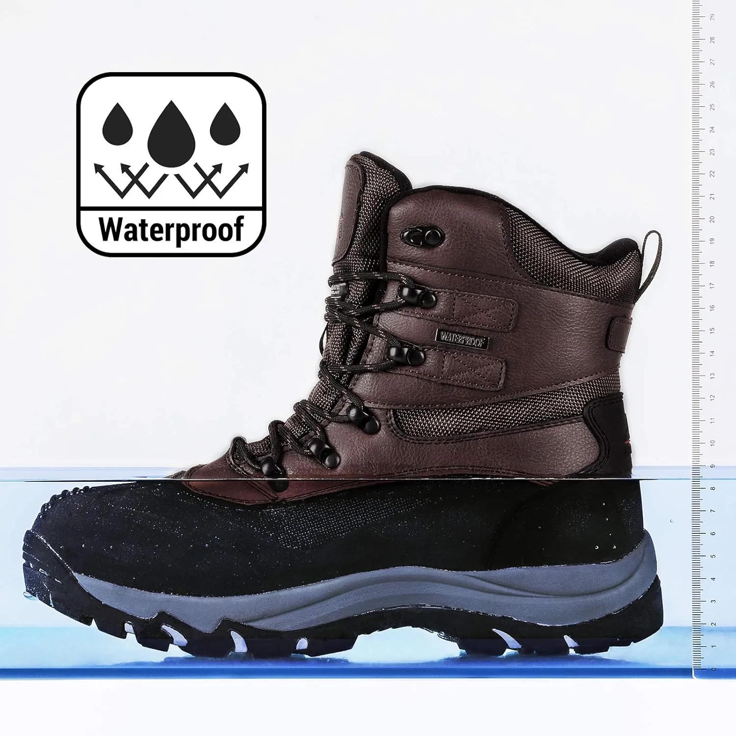 NORTIV 8 Men's Insulated Waterproof Construction Rubber Sole Winter Snow Ski Boots