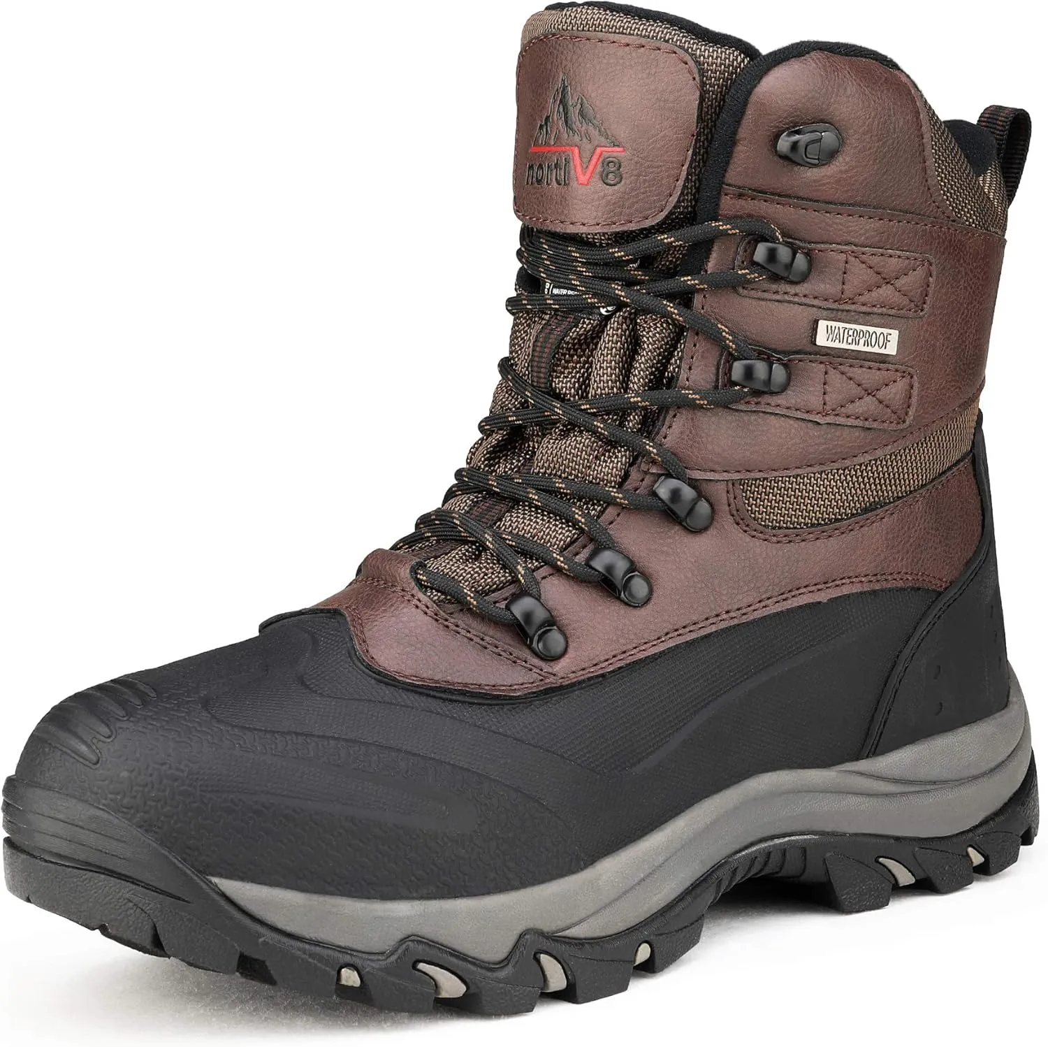 NORTIV 8 Men's Insulated Waterproof Construction Rubber Sole Winter Snow Ski Boots