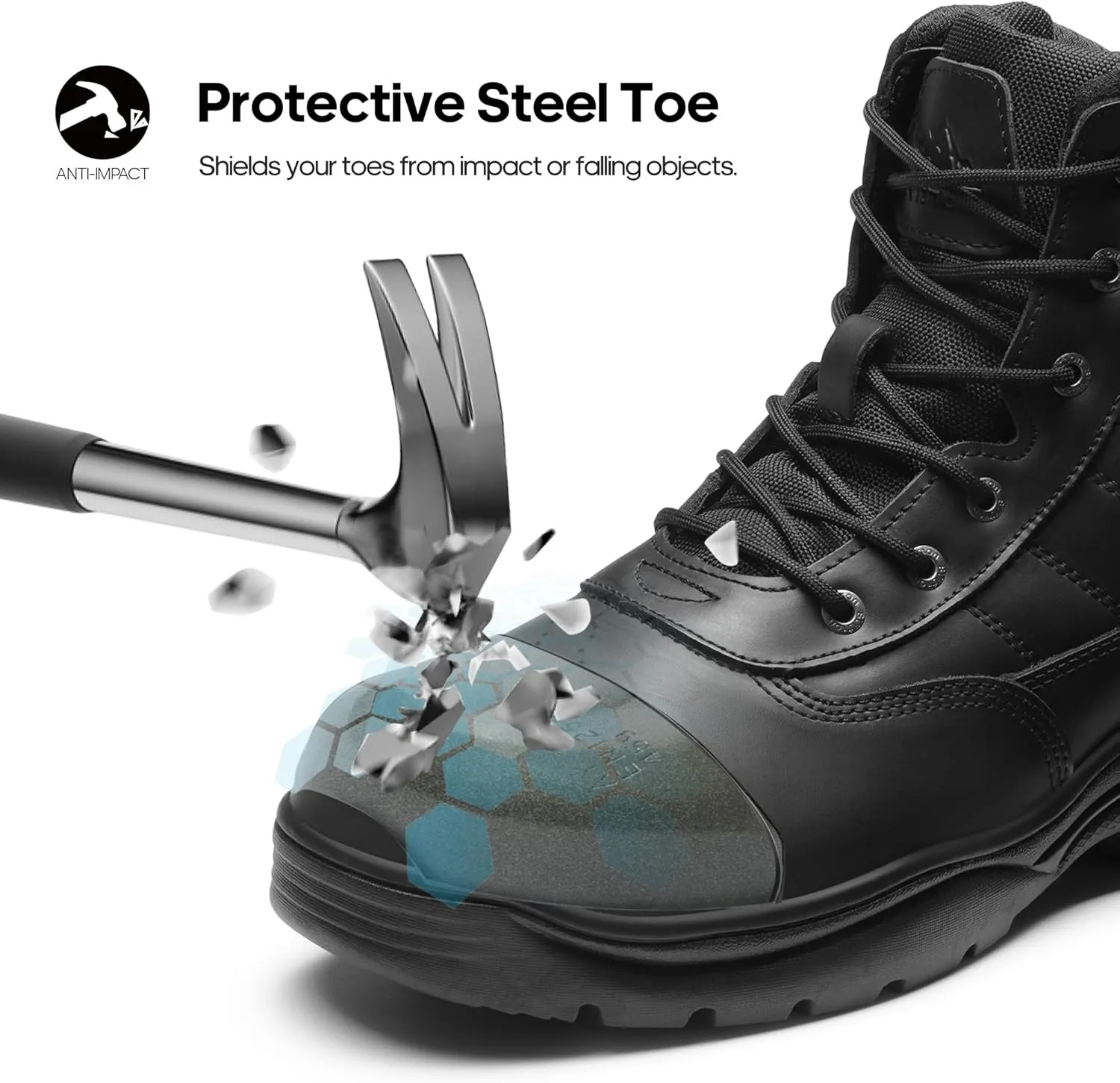 NORTIV 8 Men's Steel Toe Work Boots Breathable Ankle Safety Industrial & Construction Boots CONTRACTOR