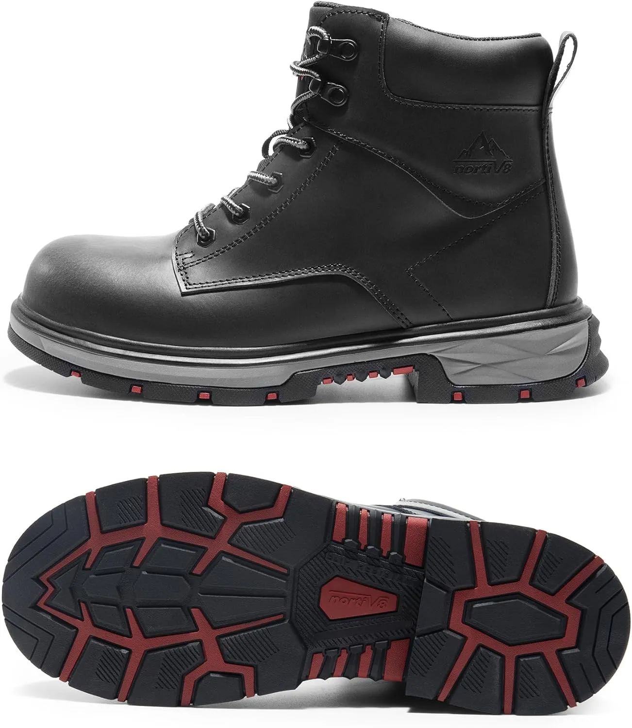 NORTIV 8 Steel Toe Work Boots for Men Waterproof Slip on Safety Construction Boots