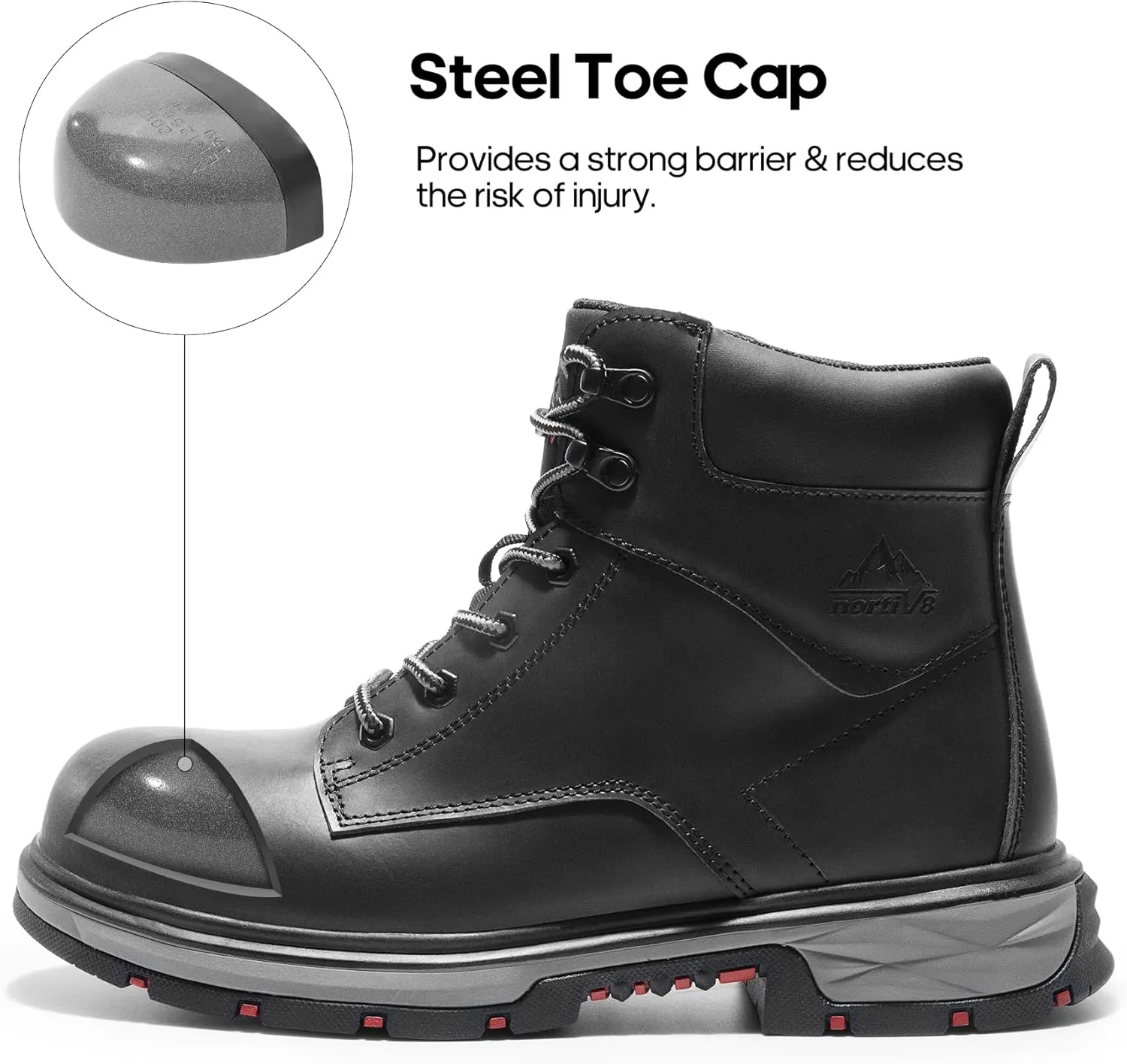 NORTIV 8 Steel Toe Work Boots for Men Waterproof Slip on Safety Construction Boots