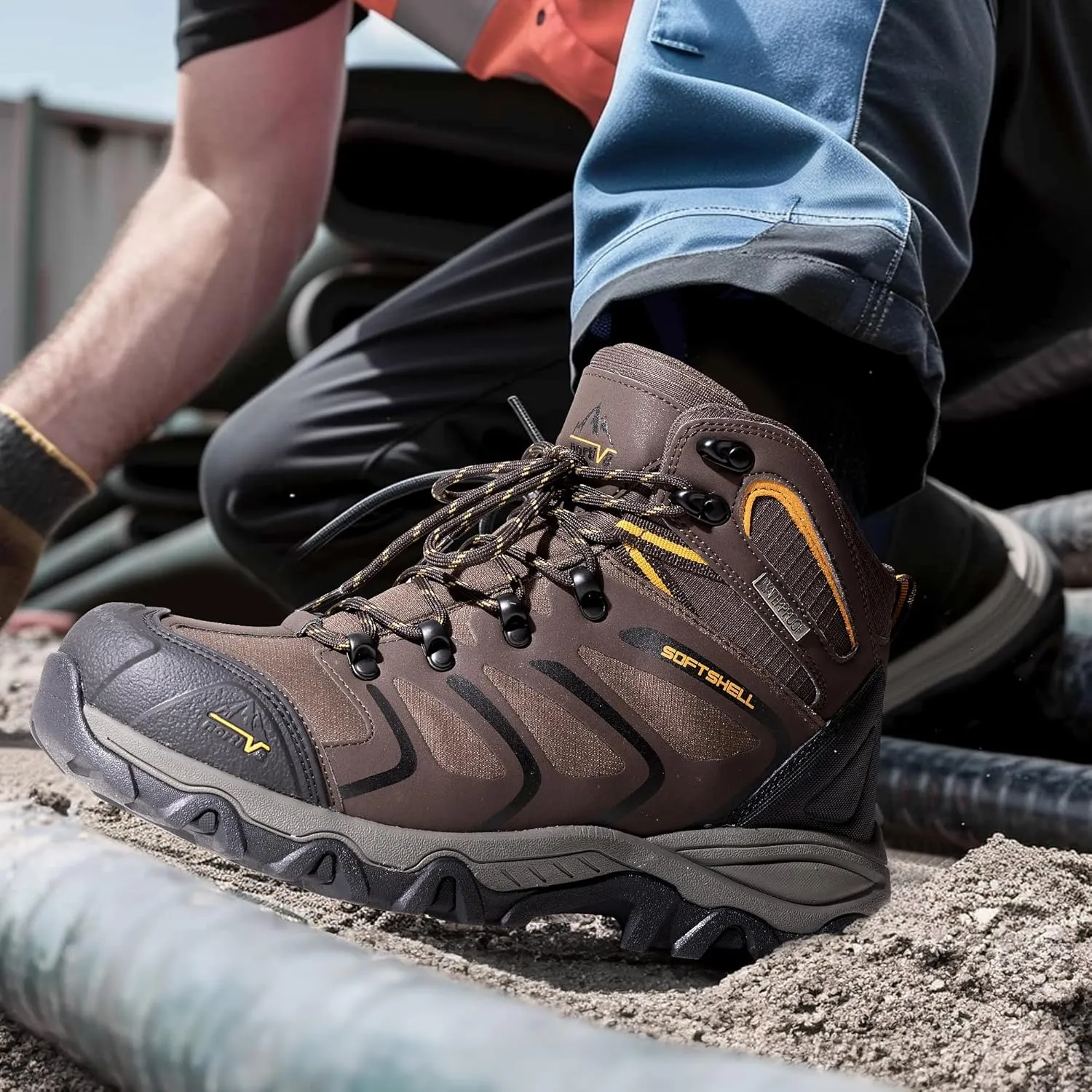 NORTIV 8 Waterproof Work Boots for Men Steel Toe Safety Construction Boots