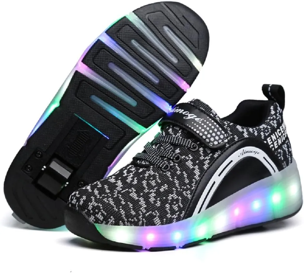 Nsasy Girls Boys Roller Shoes with LED Light Up Wheels Sneakers Kids Roller Skates Shoes for Kids for Children