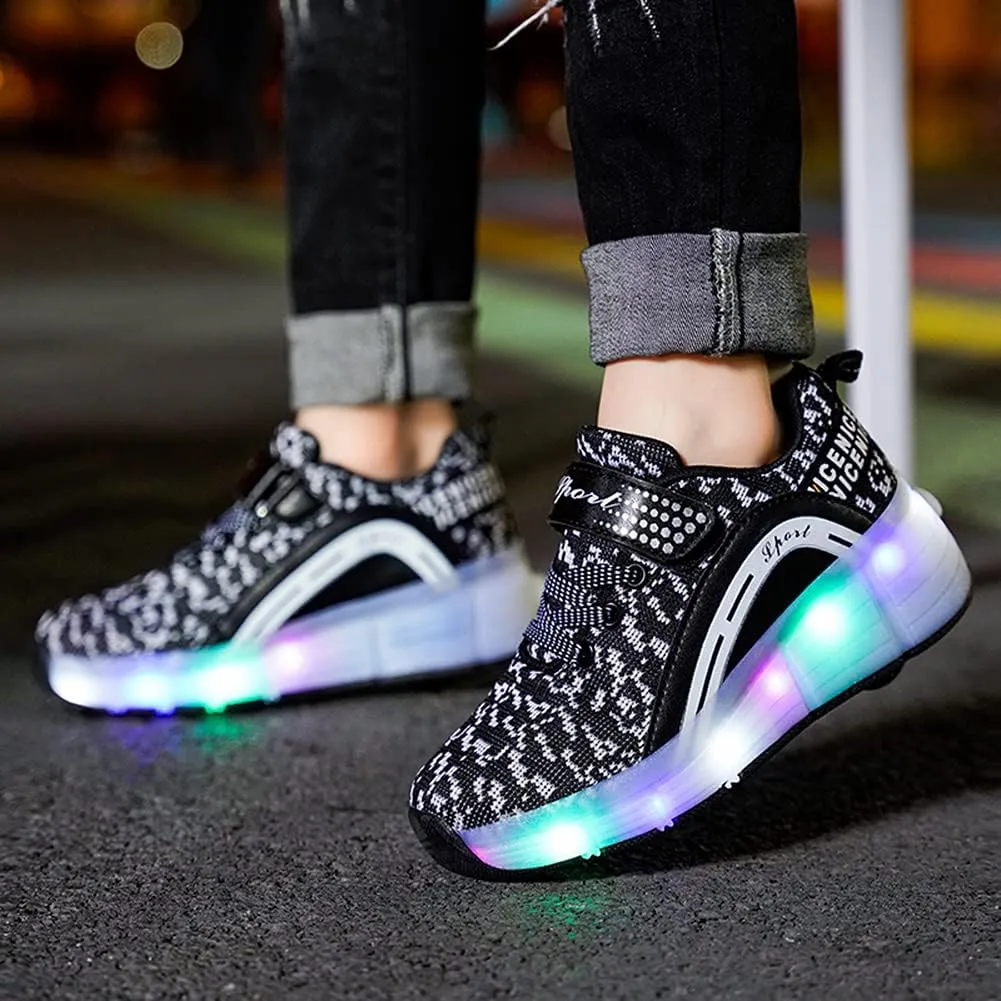Nsasy Girls Boys Roller Shoes with LED Light Up Wheels Sneakers Kids Roller Skates Shoes for Kids for Children