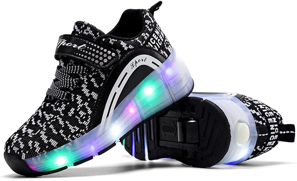 Nsasy Girls Boys Roller Shoes with LED Light Up Wheels Sneakers Kids Roller Skates Shoes for Kids for Children