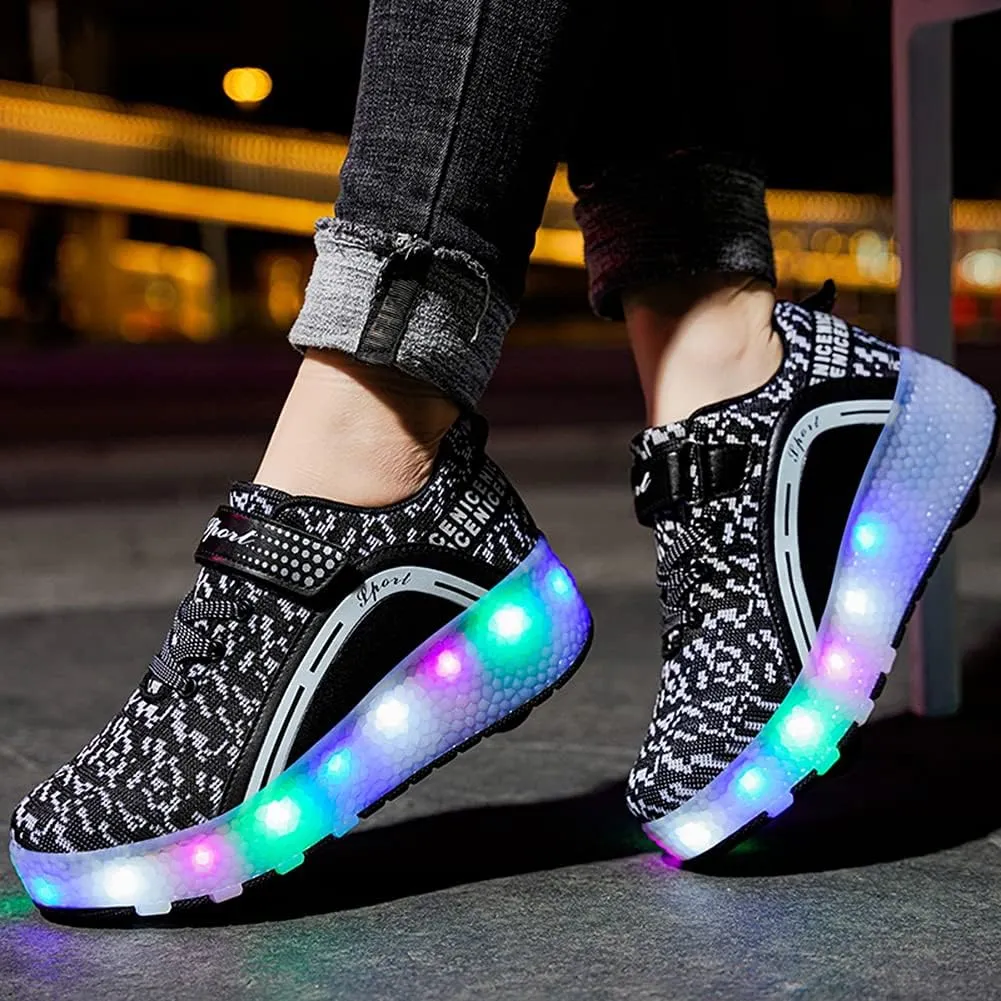 Nsasy Girls Boys Roller Shoes with LED Light Up Wheels Sneakers Kids Roller Skates Shoes for Kids for Children