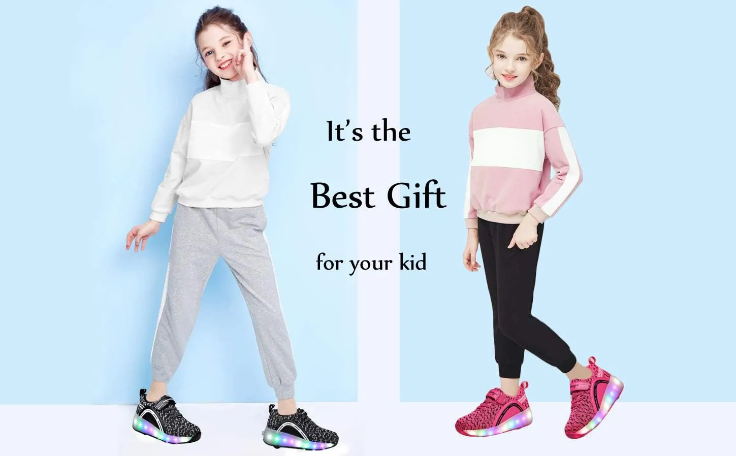 Nsasy Girls Boys Roller Shoes with LED Light Up Wheels Sneakers Kids Roller Skates Shoes for Kids for Children