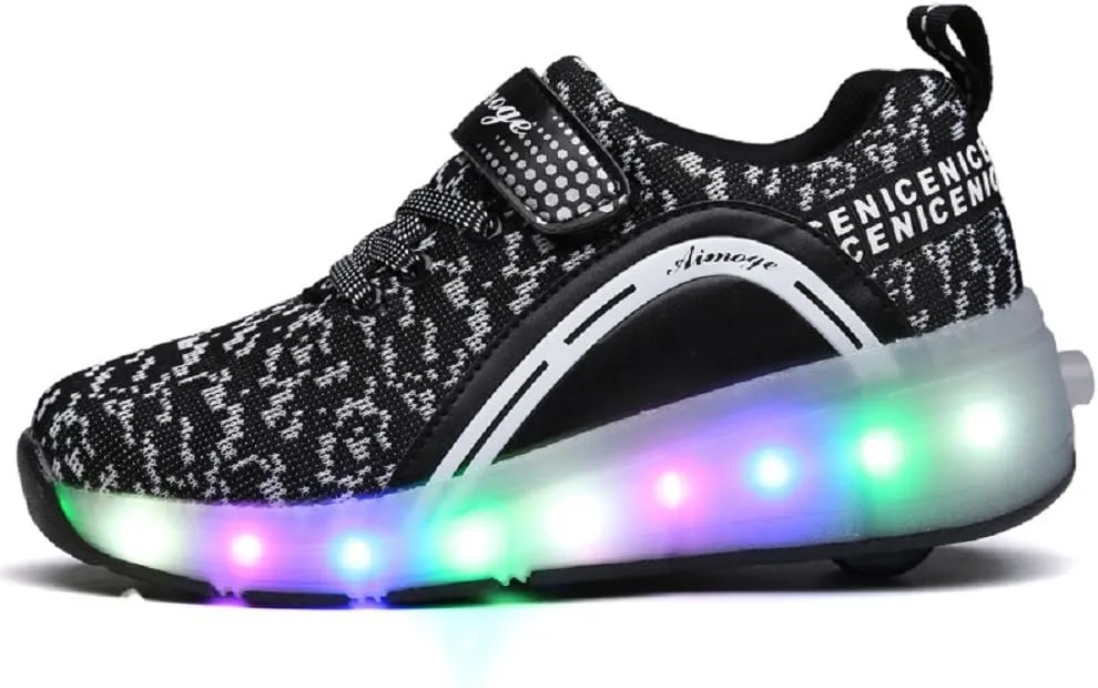 Nsasy Girls Boys Roller Shoes with LED Light Up Wheels Sneakers Kids Roller Skates Shoes for Kids for Children