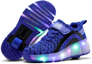 Nsasy Roller Shoes Girls Boys Wheels Sneakers Led Light up Sport Shoes Roller Skates Best Gift