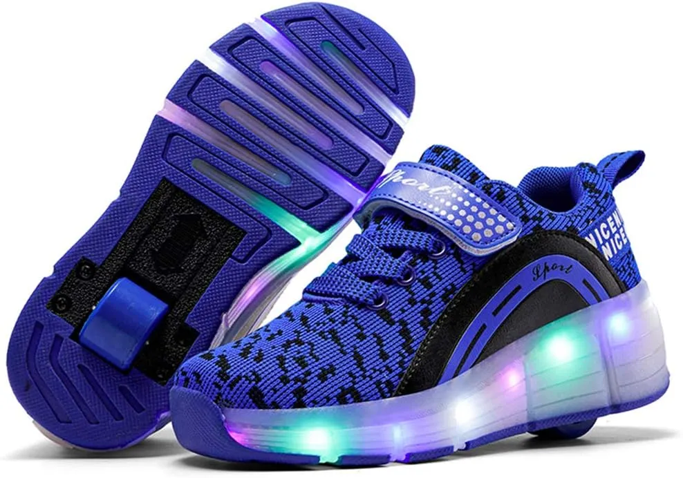 Nsasy Roller Shoes Girls Boys Wheels Sneakers Led Light up Sport Shoes Roller Skates Best Gift