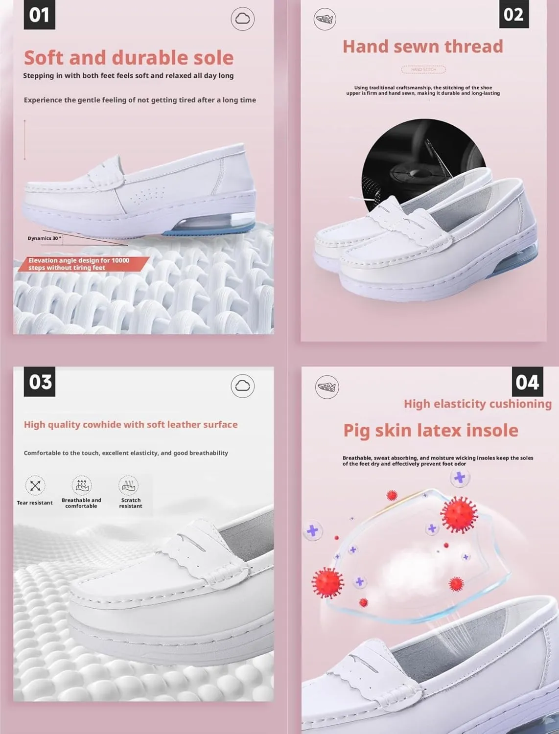 Nurses Shoes Slip On Lightweight White Slip-Resistant with Arch Support Healthcare Women Comfortable Shoes