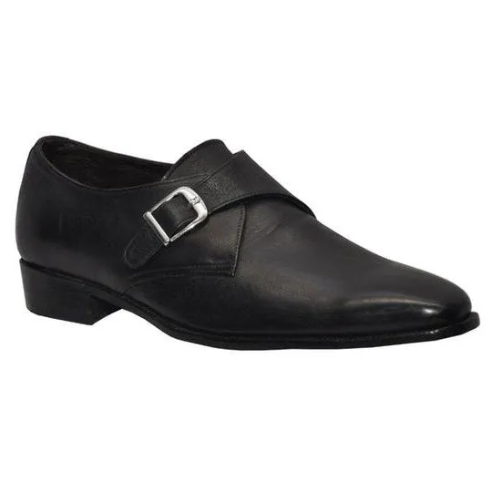 Obeeze Handmade Black Leather Monkstrap Shoes