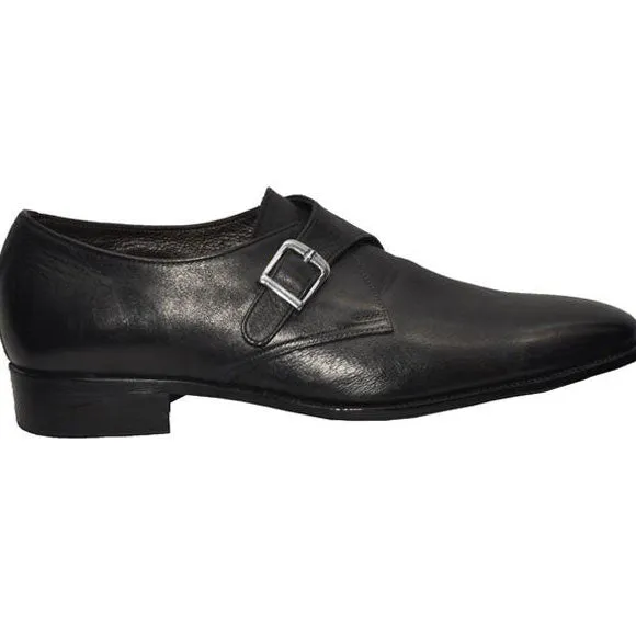 Obeeze Handmade Black Leather Monkstrap Shoes