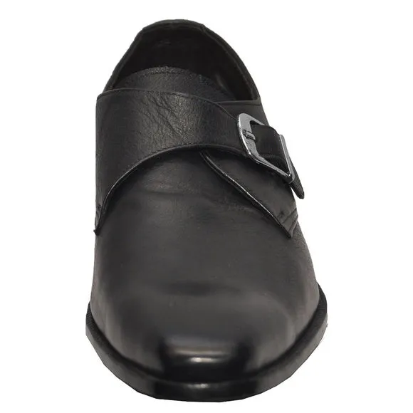 Obeeze Handmade Black Leather Monkstrap Shoes