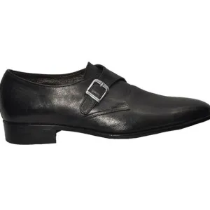 Obeeze Handmade Black Leather Monkstrap Shoes