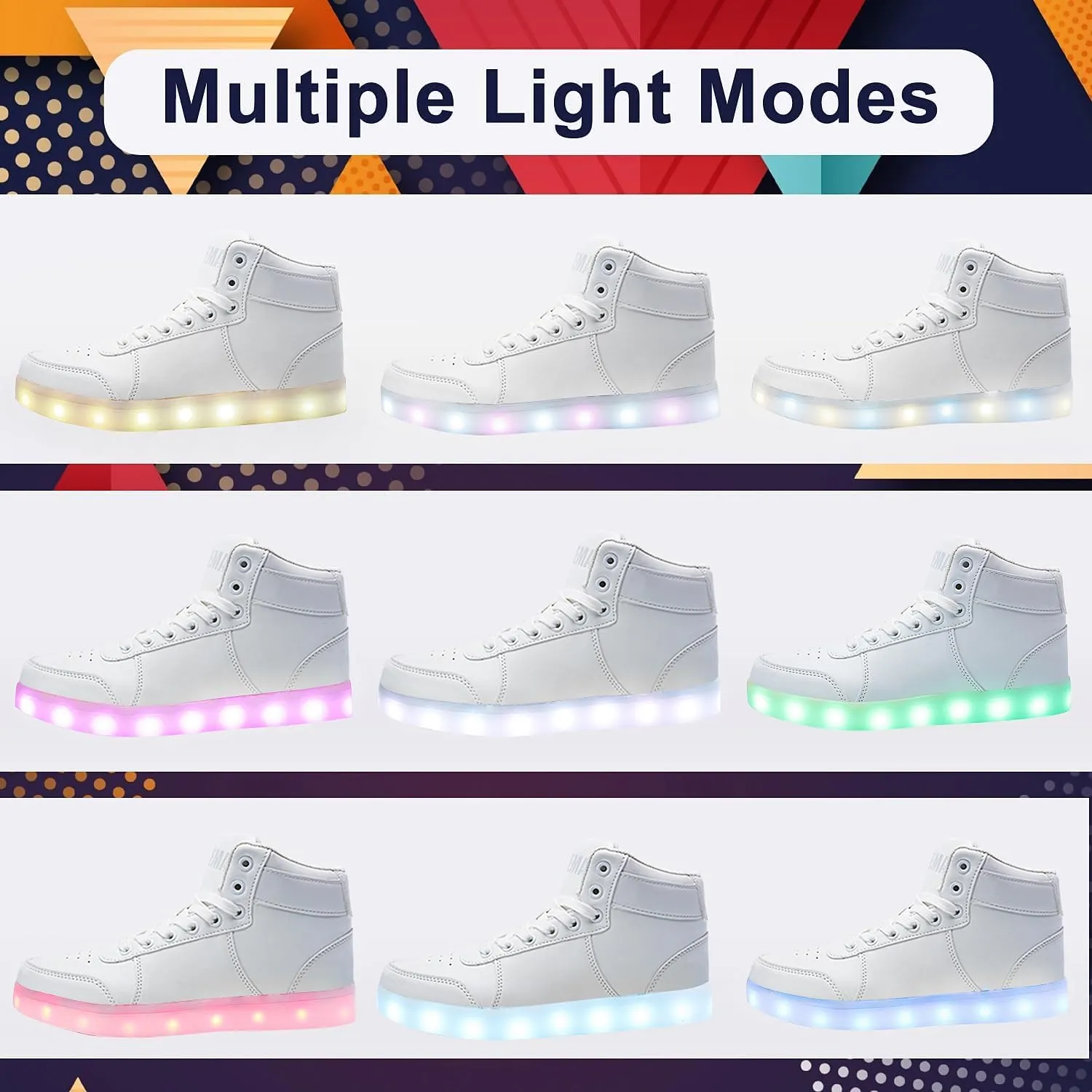 Odema V3 Aurora Unisex High Top Light Up Shoes, Sneakers with Lights for Men，Women, Led Light Shoes,USB Charging Glowing Shoes for Teens