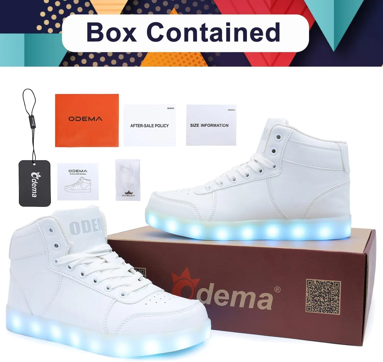 Odema V3 Aurora Unisex High Top Light Up Shoes, Sneakers with Lights for Men，Women, Led Light Shoes,USB Charging Glowing Shoes for Teens
