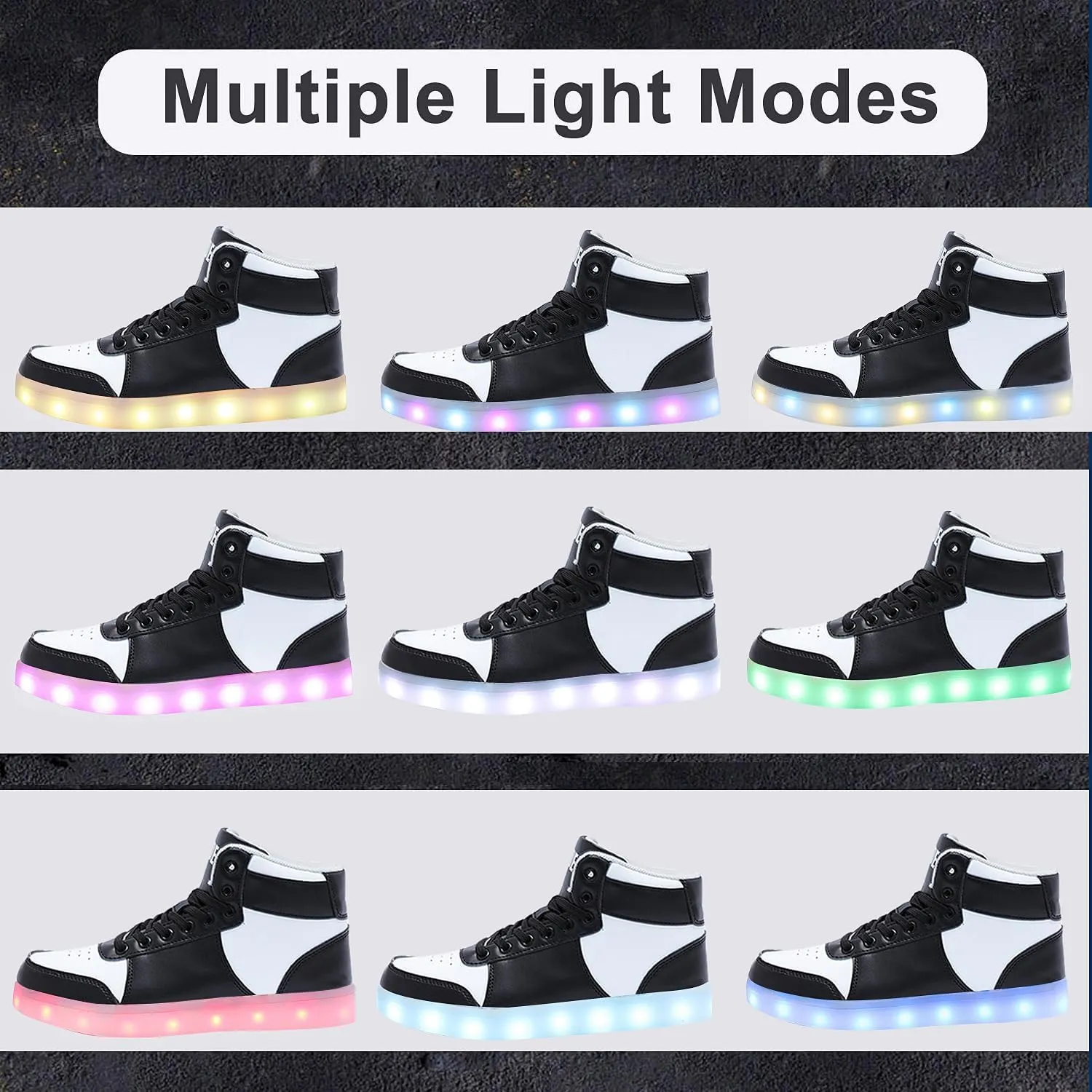 Odema V3 Aurora Unisex High Top Light Up Shoes, Sneakers with Lights for Men，Women, Led Light Shoes,USB Charging Glowing Shoes for Teens