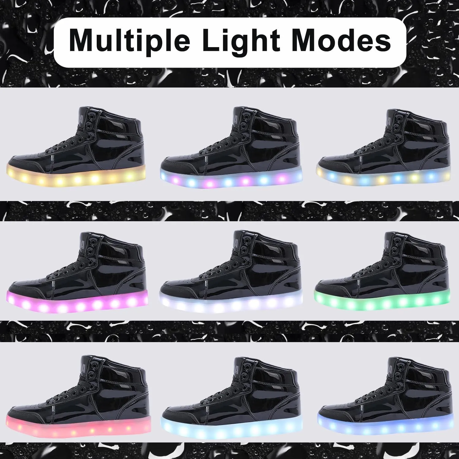 Odema V3 Aurora Unisex High Top Light Up Shoes, Sneakers with Lights for Men，Women, Led Light Shoes,USB Charging Glowing Shoes for Teens