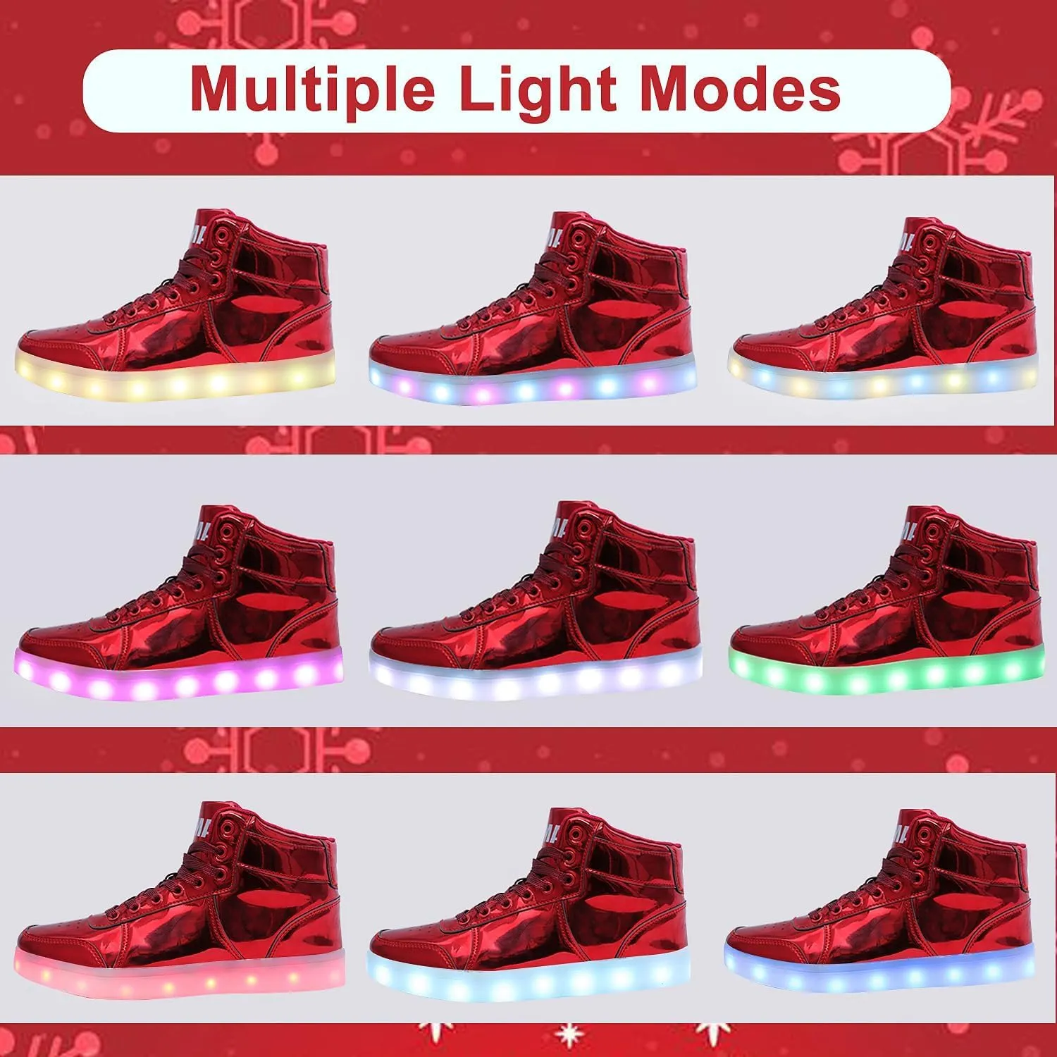 Odema V3 Aurora Unisex High Top Light Up Shoes, Sneakers with Lights for Men，Women, Led Light Shoes,USB Charging Glowing Shoes for Teens