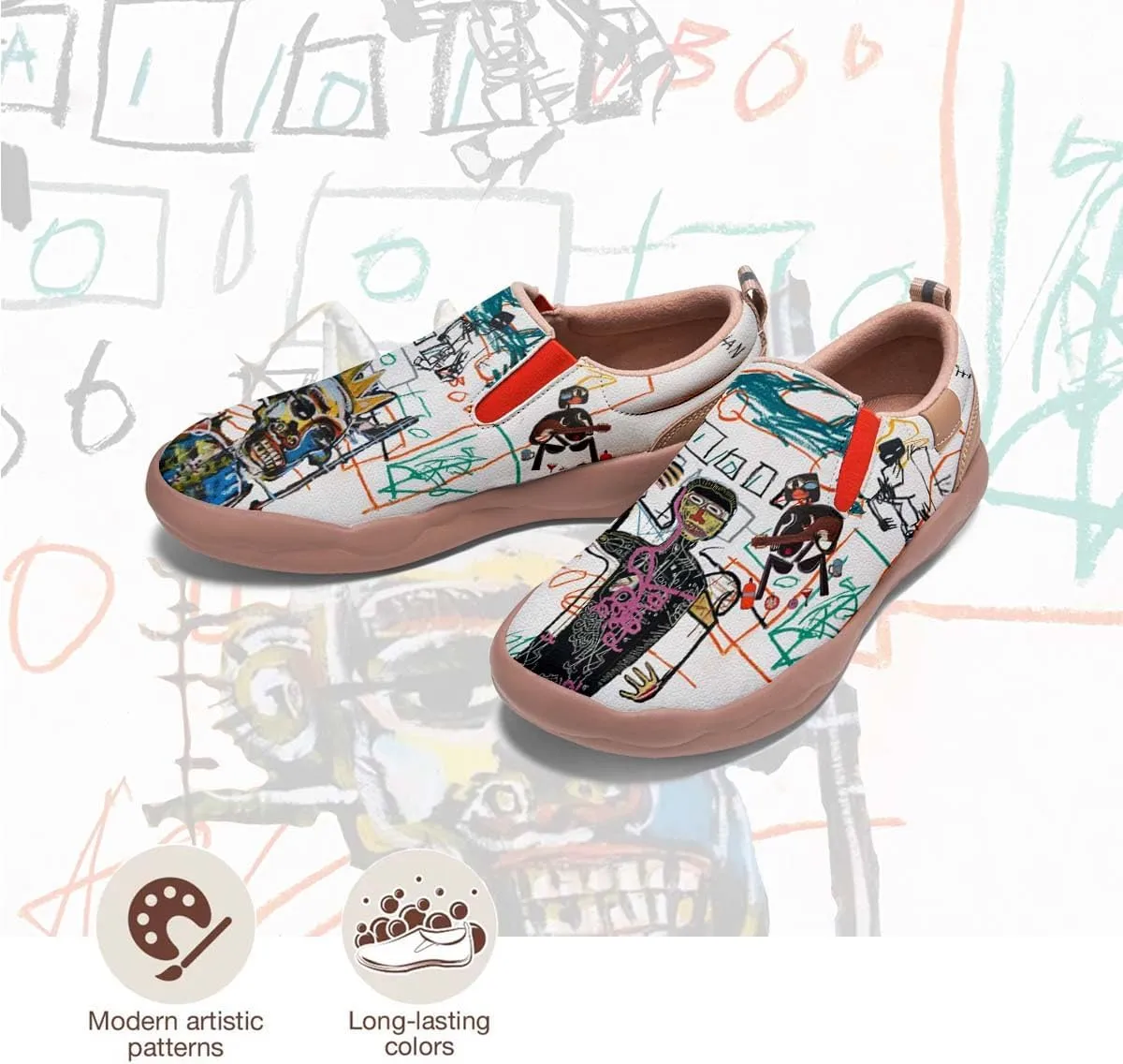 Onehorse Women's Graffiti Painted Shoes Walking Travel Casual Loafers Lightweight Comfort Slip-On Fashion Sneakers
