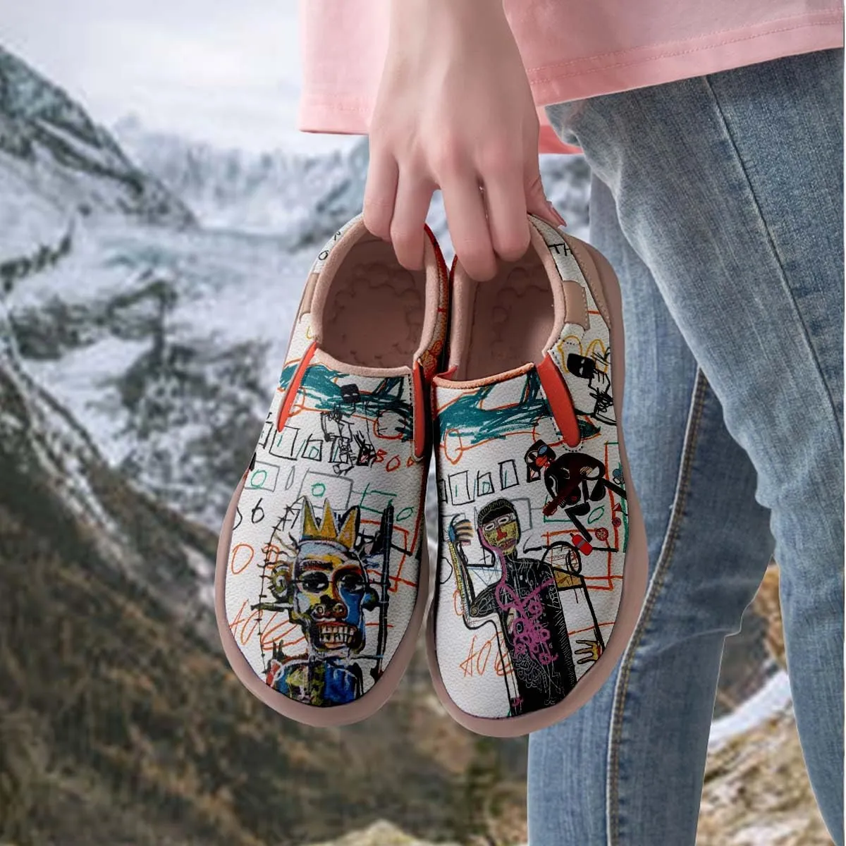 Onehorse Women's Graffiti Painted Shoes Walking Travel Casual Loafers Lightweight Comfort Slip-On Fashion Sneakers