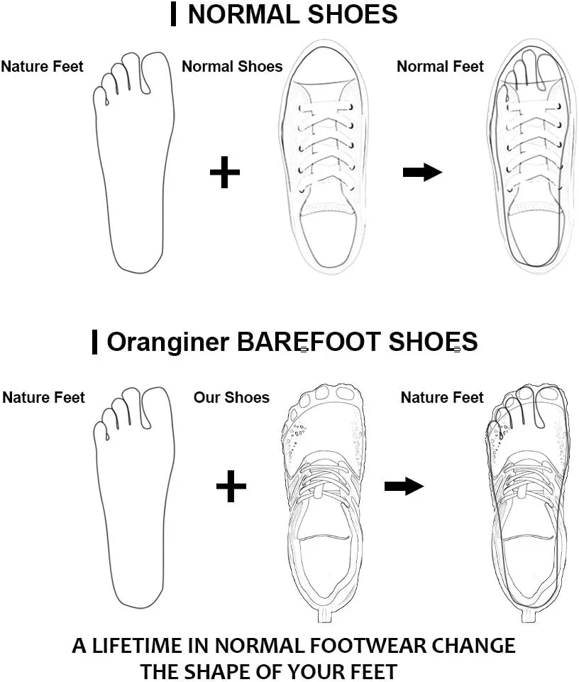 Oranginer Men's Barefoot Shoes - Big Toe Box - Minimalist Cross Training Shoes for Men