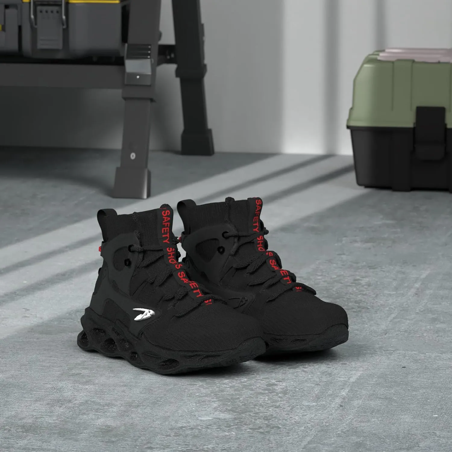 ORISTACO Work Safety Steel Toe Boots, Lightweight Breathable Industrial Construction Boots