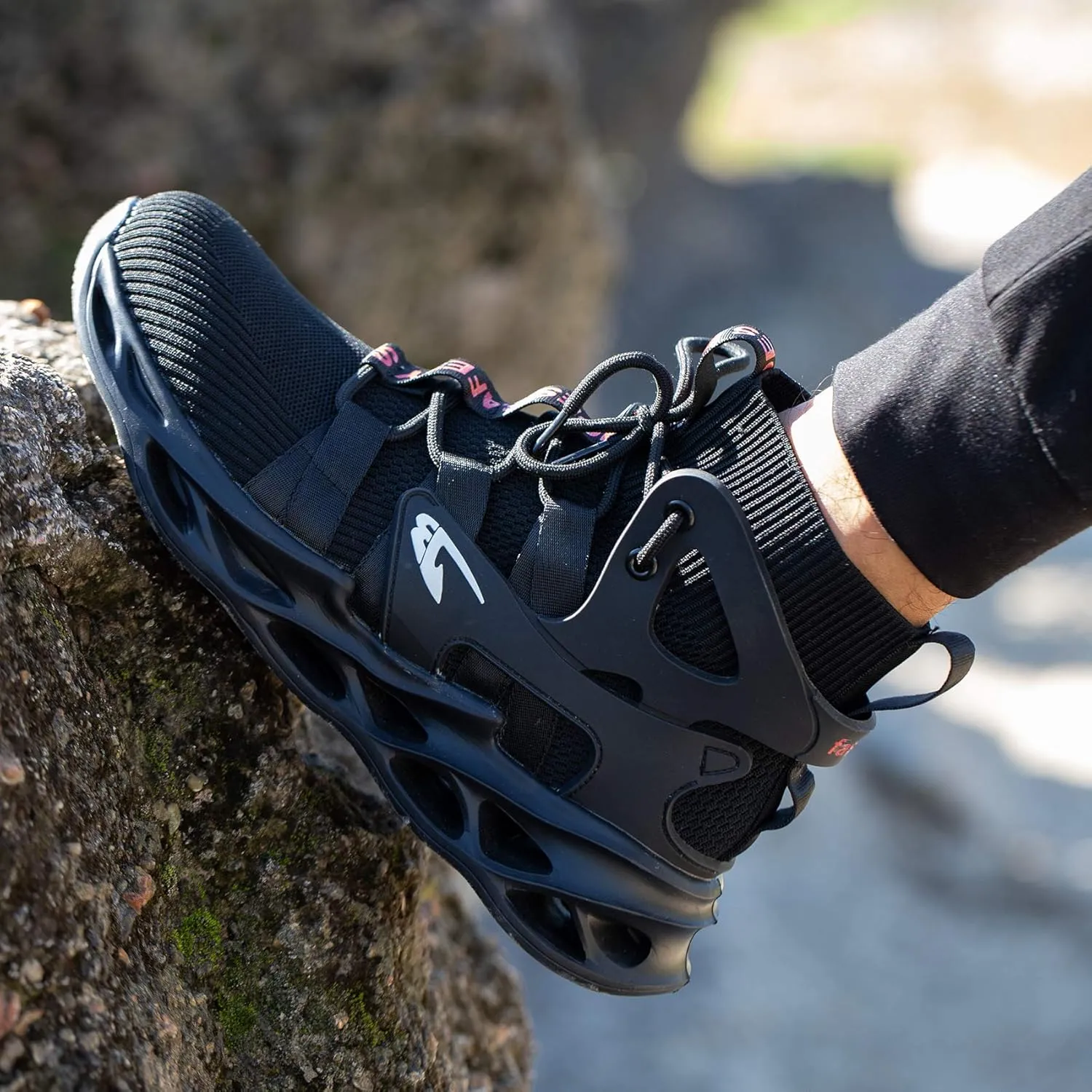 ORISTACO Work Safety Steel Toe Boots, Lightweight Breathable Industrial Construction Boots