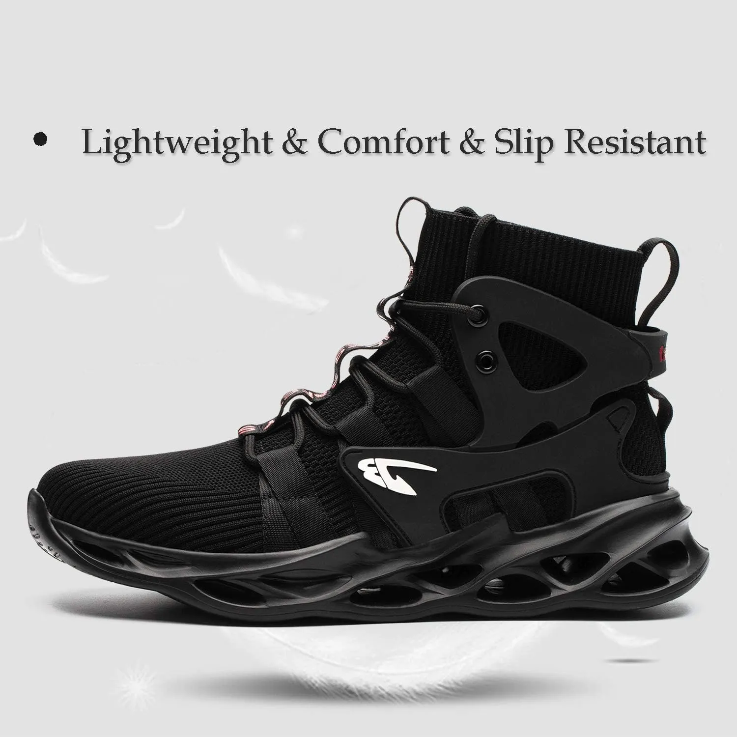 ORISTACO Work Safety Steel Toe Boots, Lightweight Breathable Industrial Construction Boots
