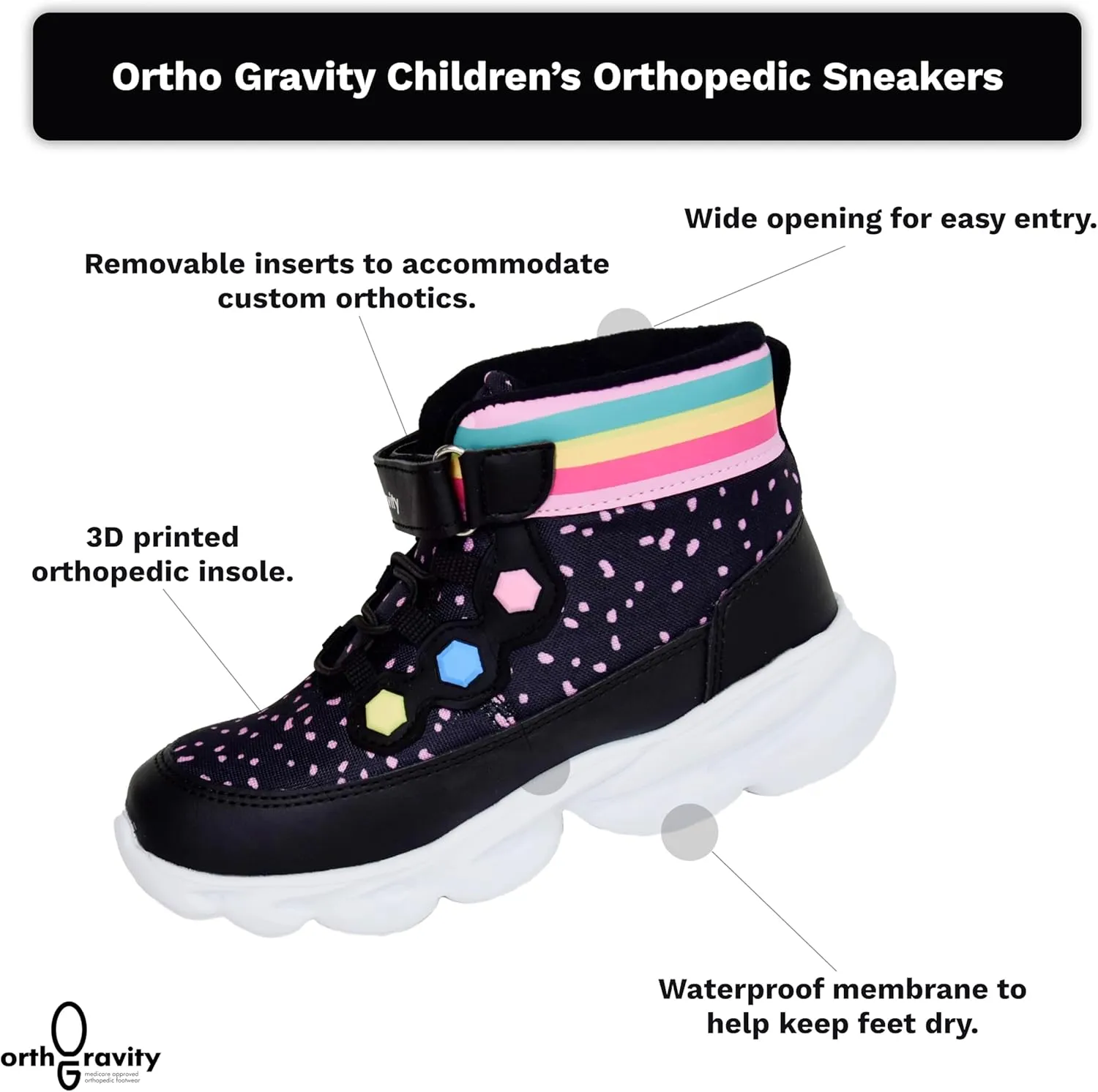Orthopedic Comfort Children's High Top Sneakers by Ortho Gravity (Light Up)