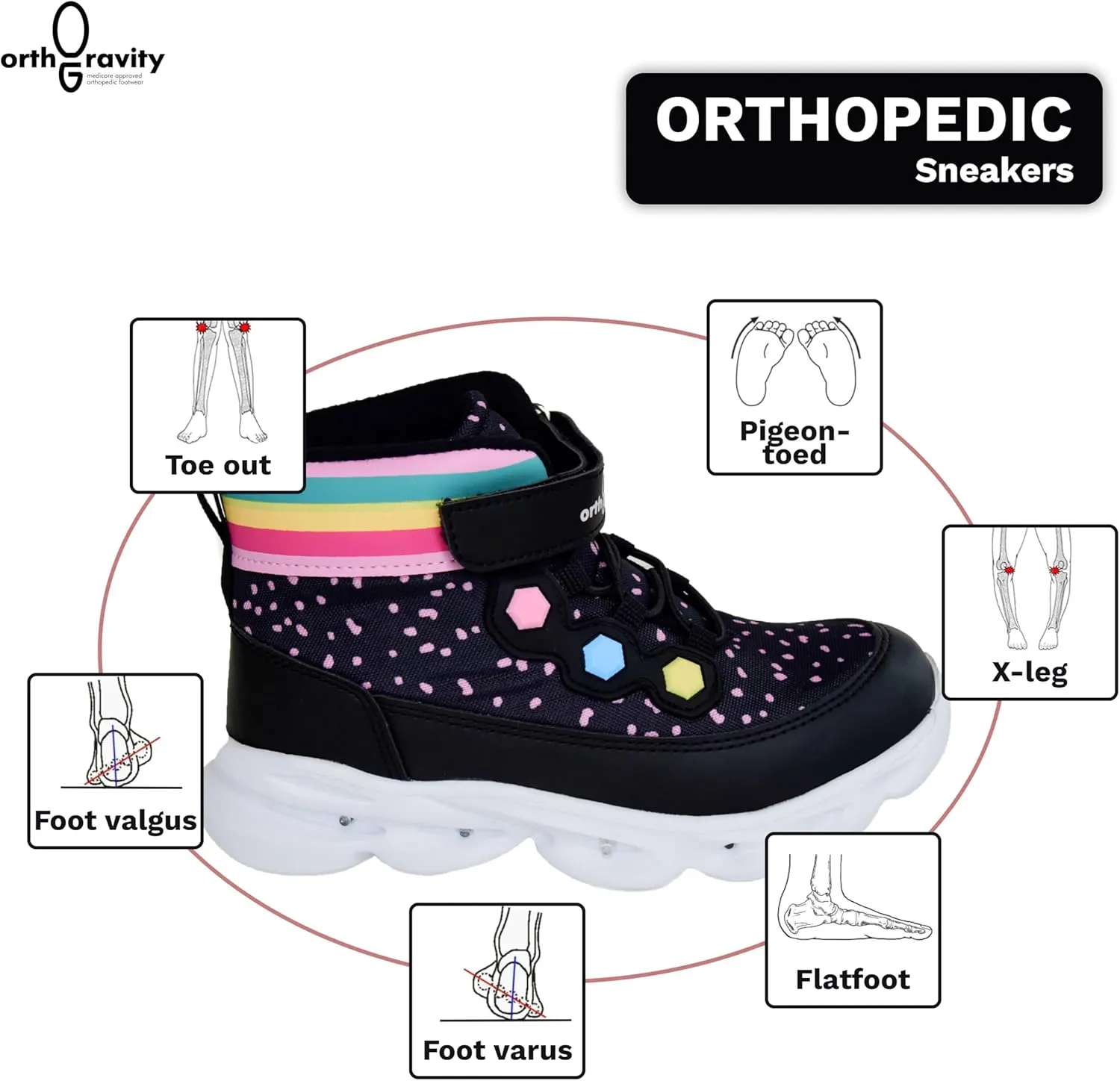 Orthopedic Comfort Children's High Top Sneakers by Ortho Gravity (Light Up)